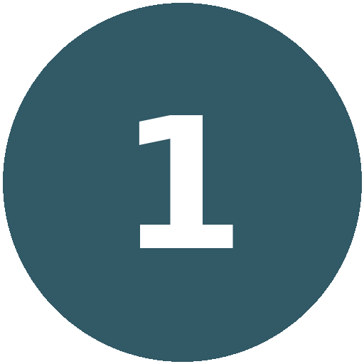 Number one inside a dark gray circle.