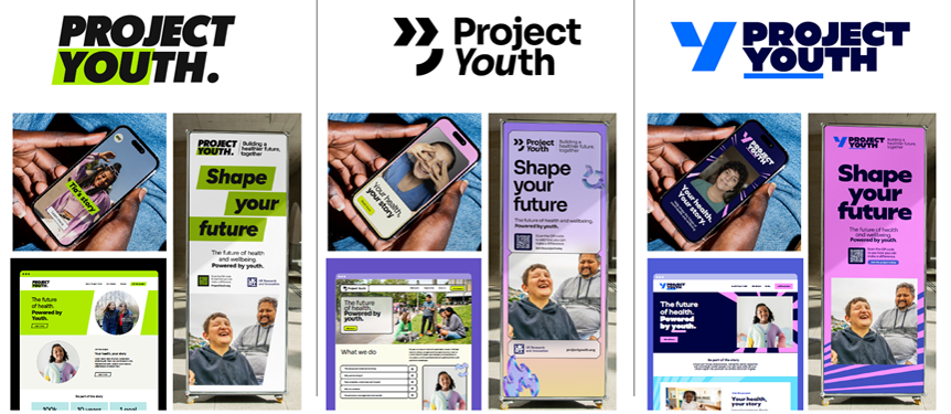 Three options for visual approaches that were tested in a survey.
