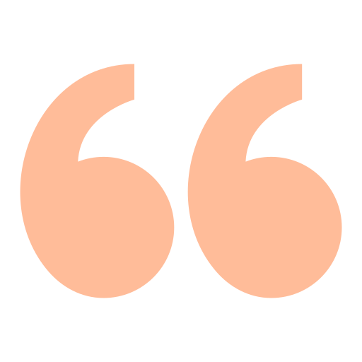 Large peach-colored quotation marks on a black background.