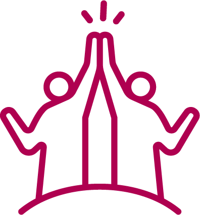 Outline illustration of two people giving each other a high five.