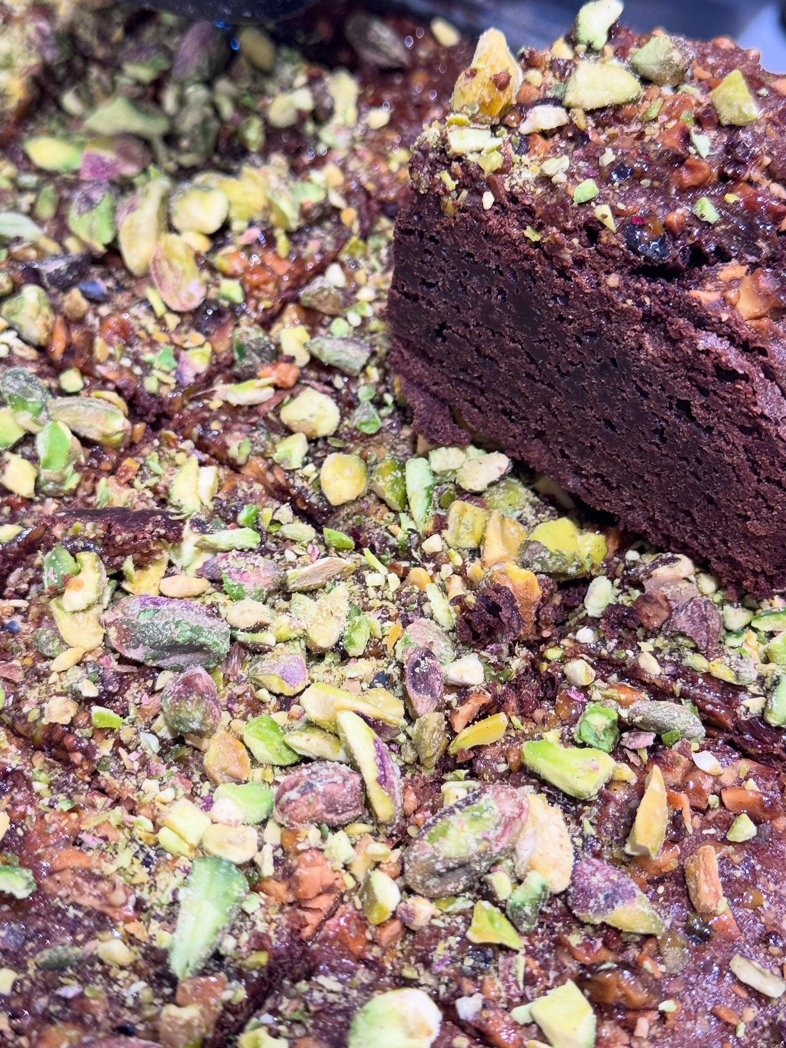 Rich, fudgy chocolate brownie topped with crushed nuts and pistachios - Perfect! 

HoneyTruffleKitchen, Breakfast, Lunch, Dublin, Salads, Coffee