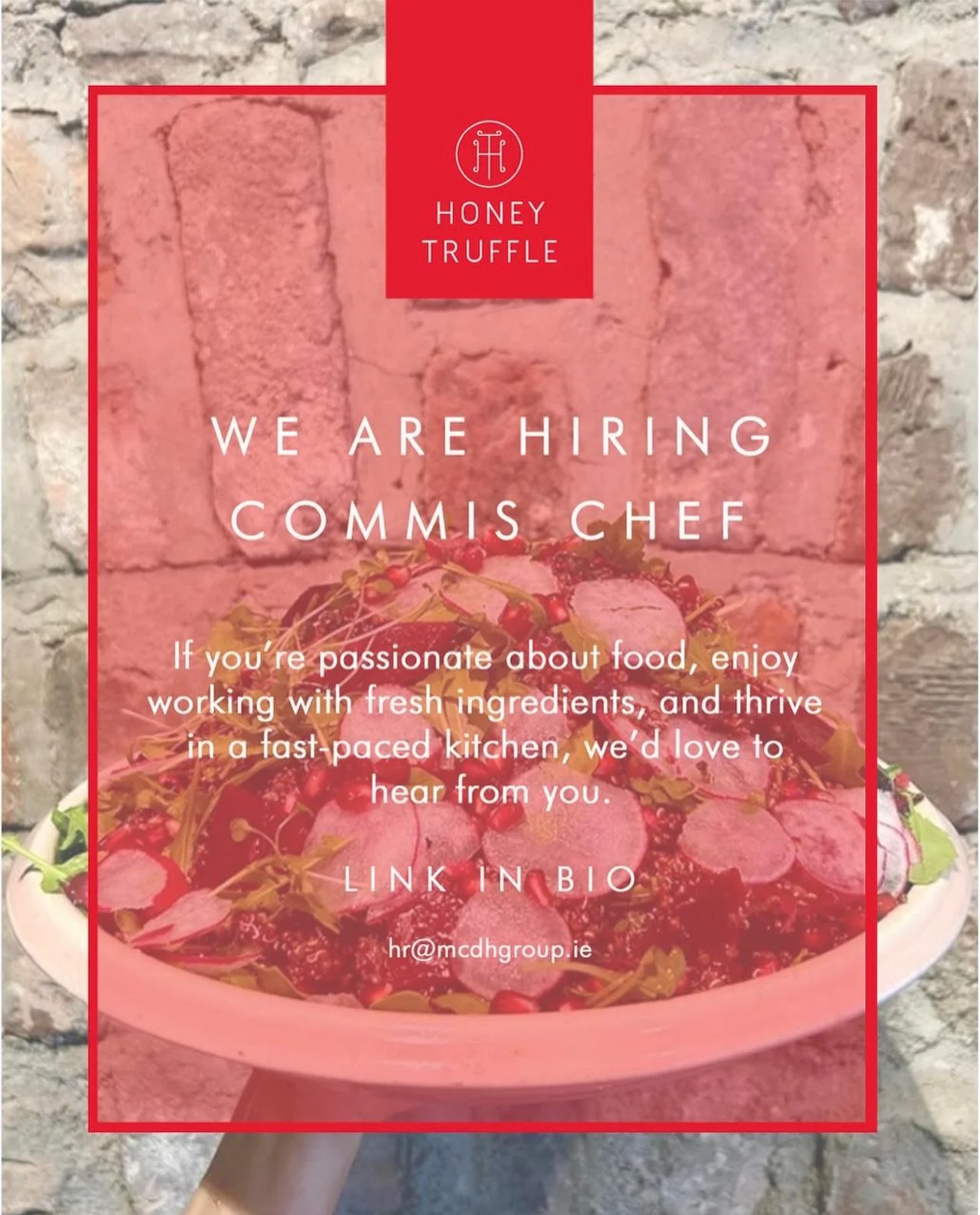 Join the Honey Truffle Team - we are hiring a Commi Chef! Role requirements and application information in bio link. We look forward to hearing from you ✨ #HoneyTruffleKitchen