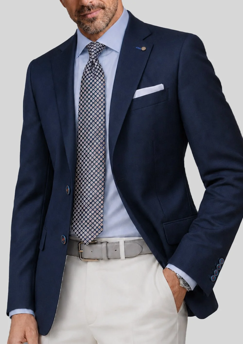 Blazer de micropunto marino con corte regular