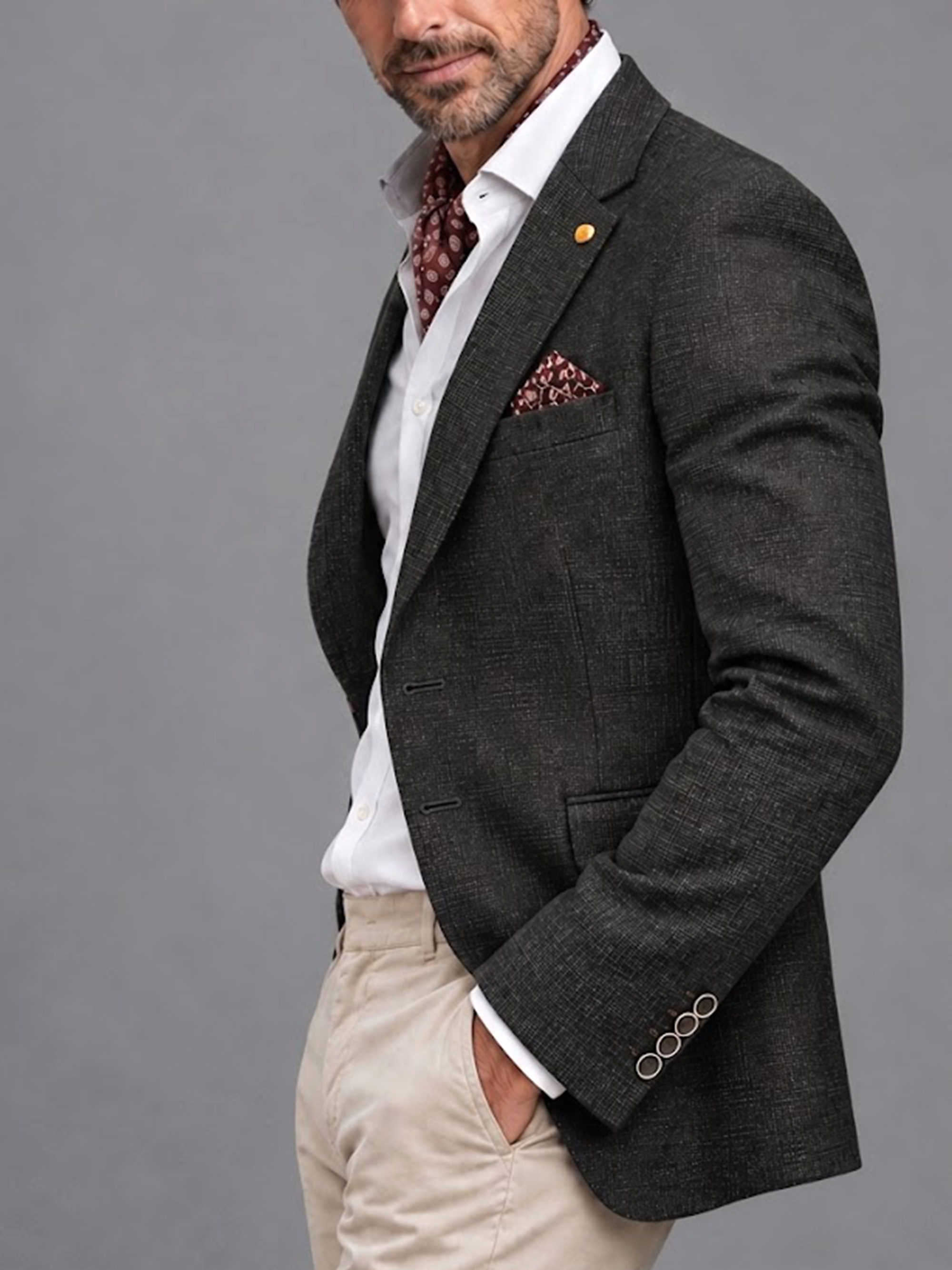 Americana Regular Fit en tejido jaspeado marrón