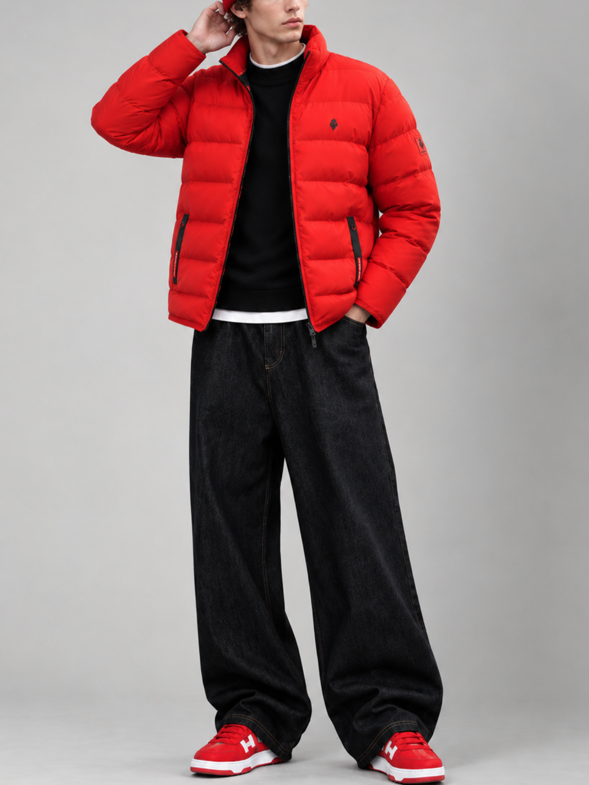 Parka acolchada microestructurada impermeable roja