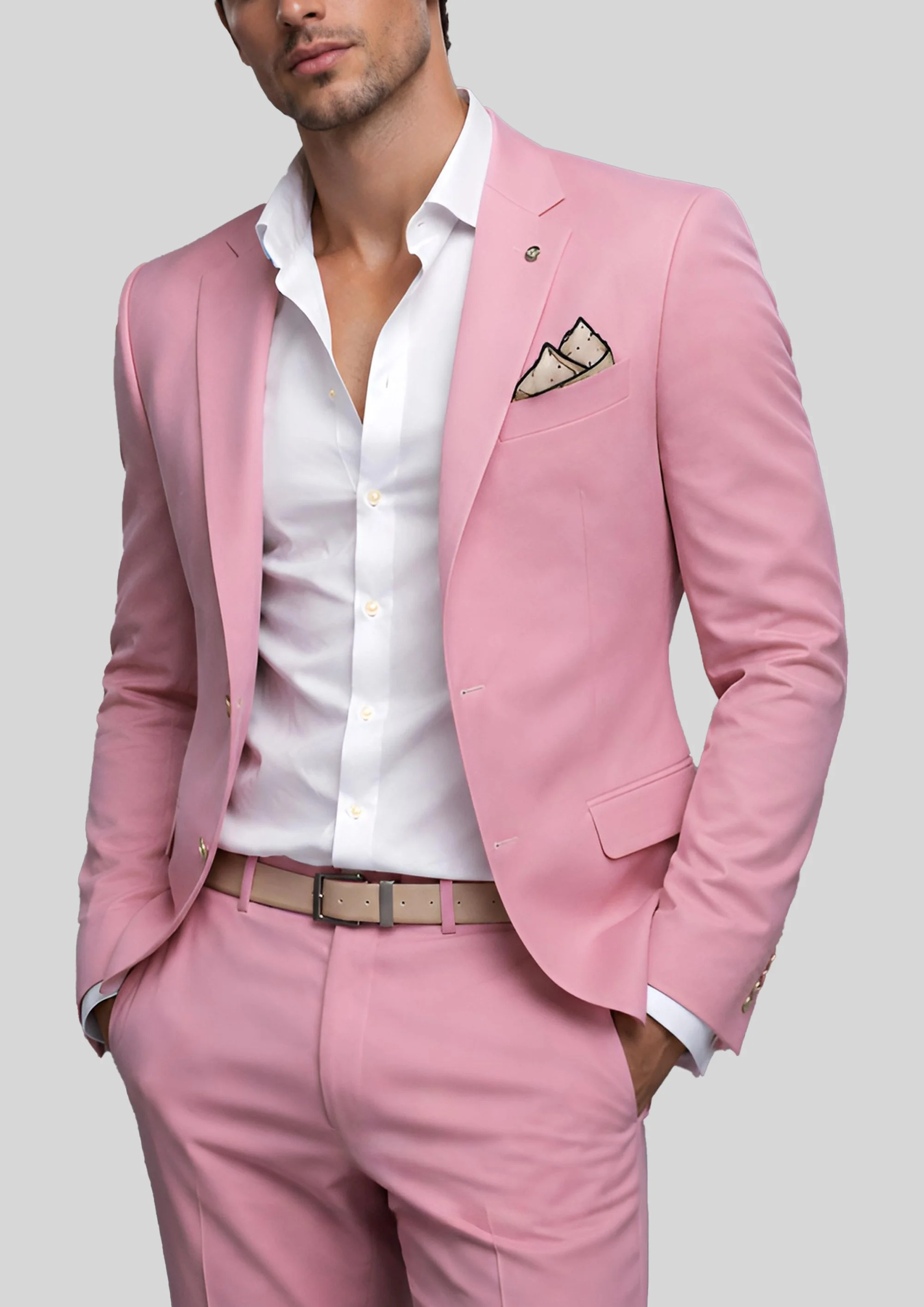 Traje tailored fit básico rosa