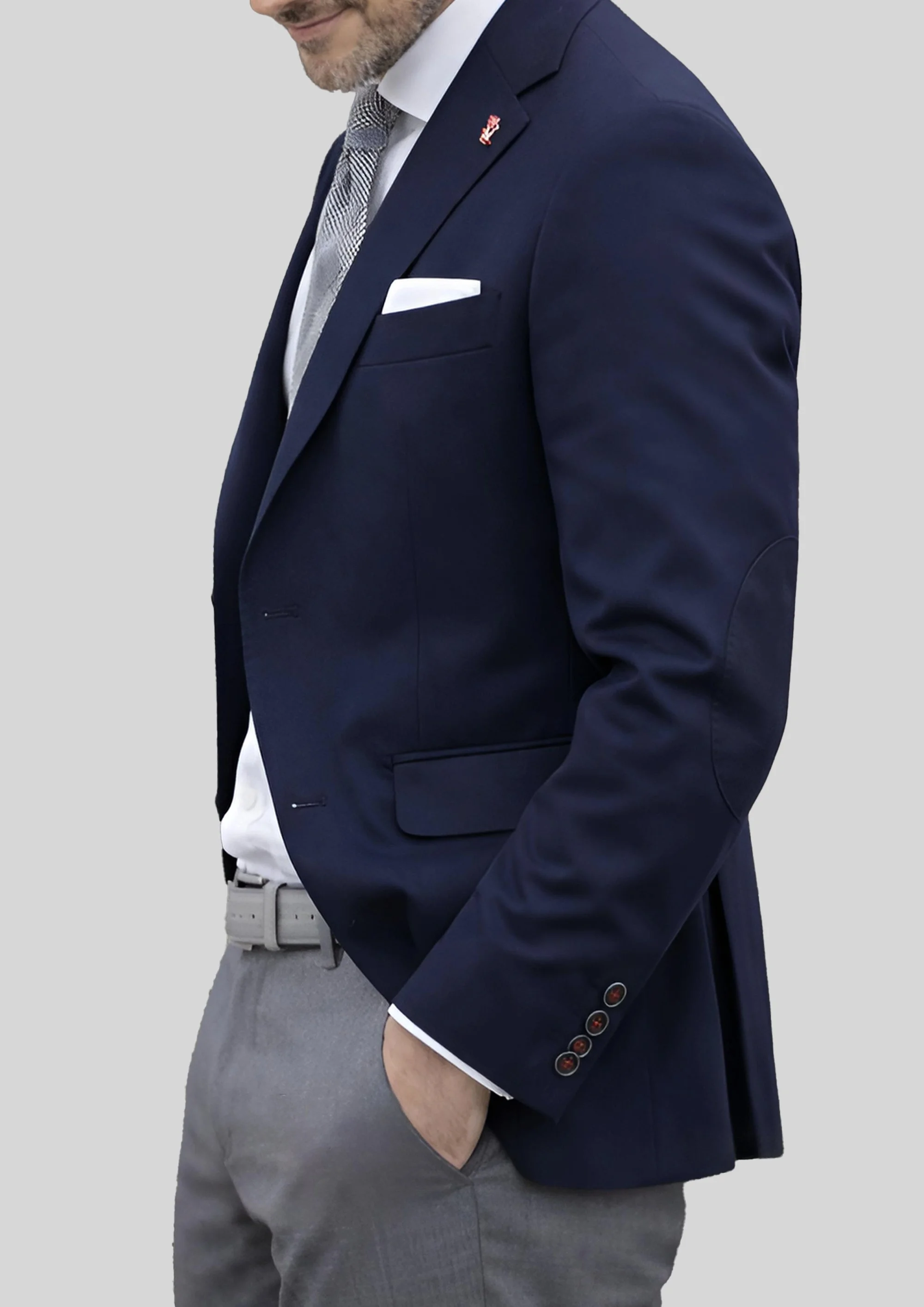Blazer de algodón con coderas marino
