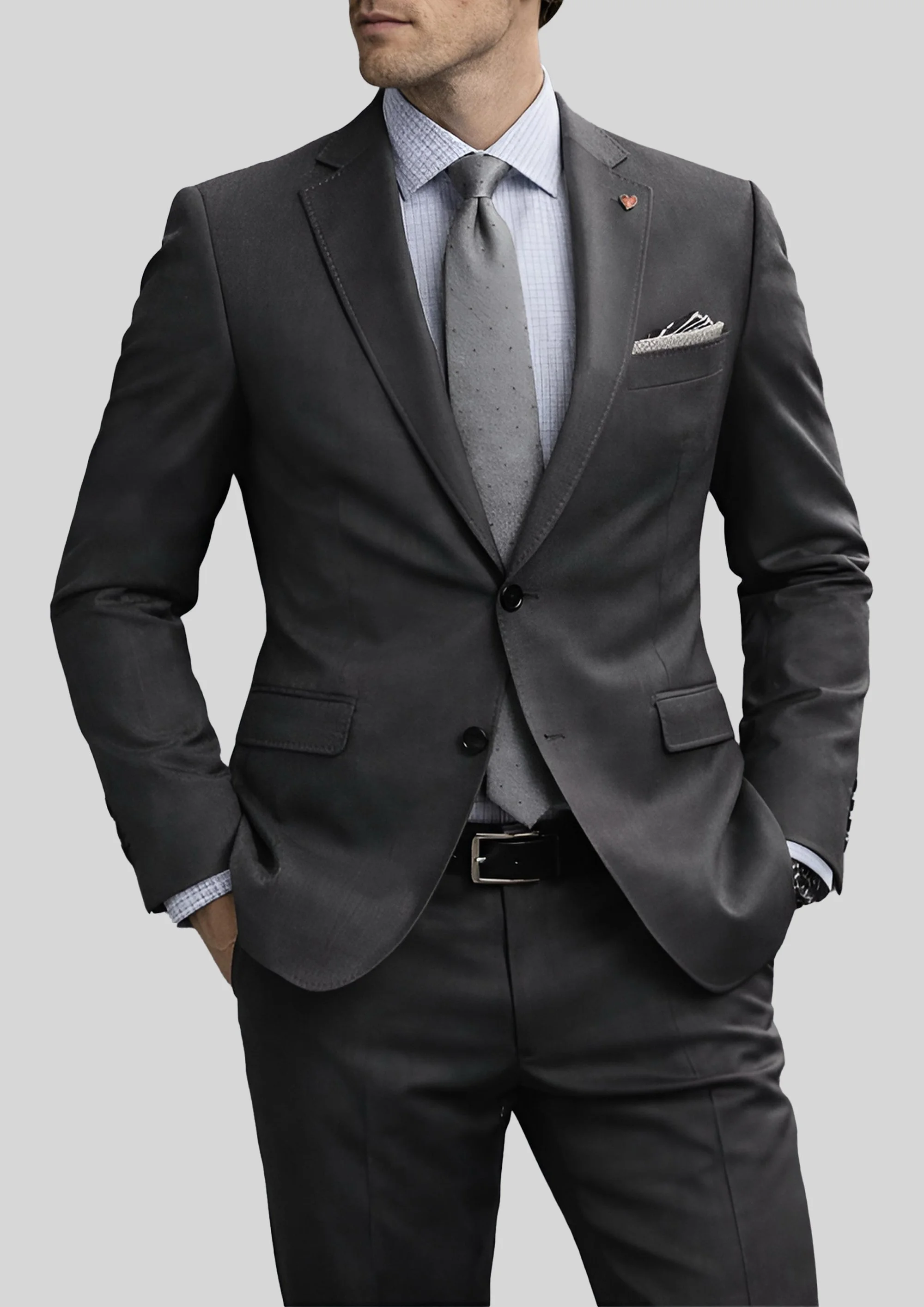 Traje slim fit elástico con pespuntes AMF