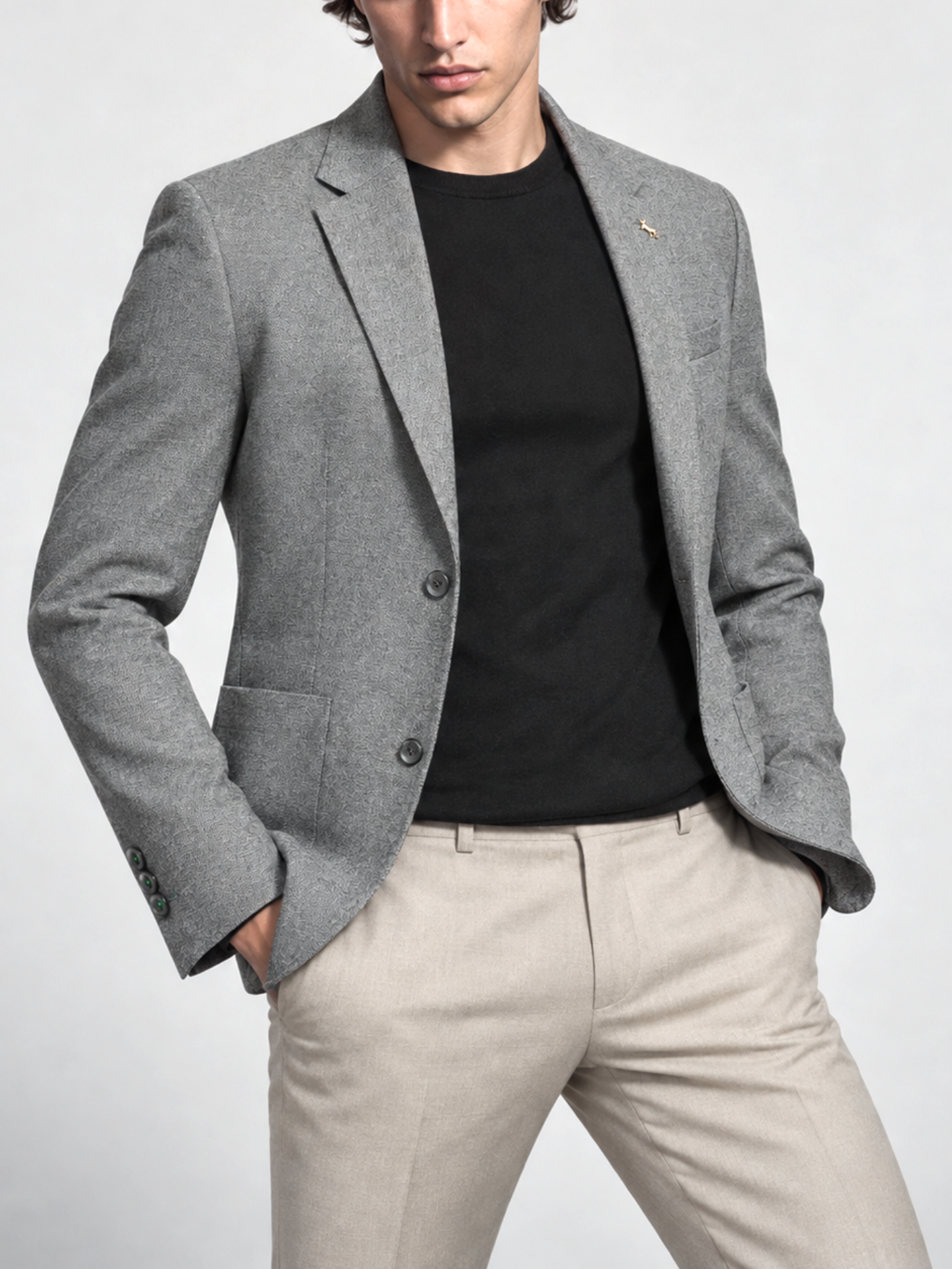 Chaqueta desestructurada slim fit de punto con corte láser