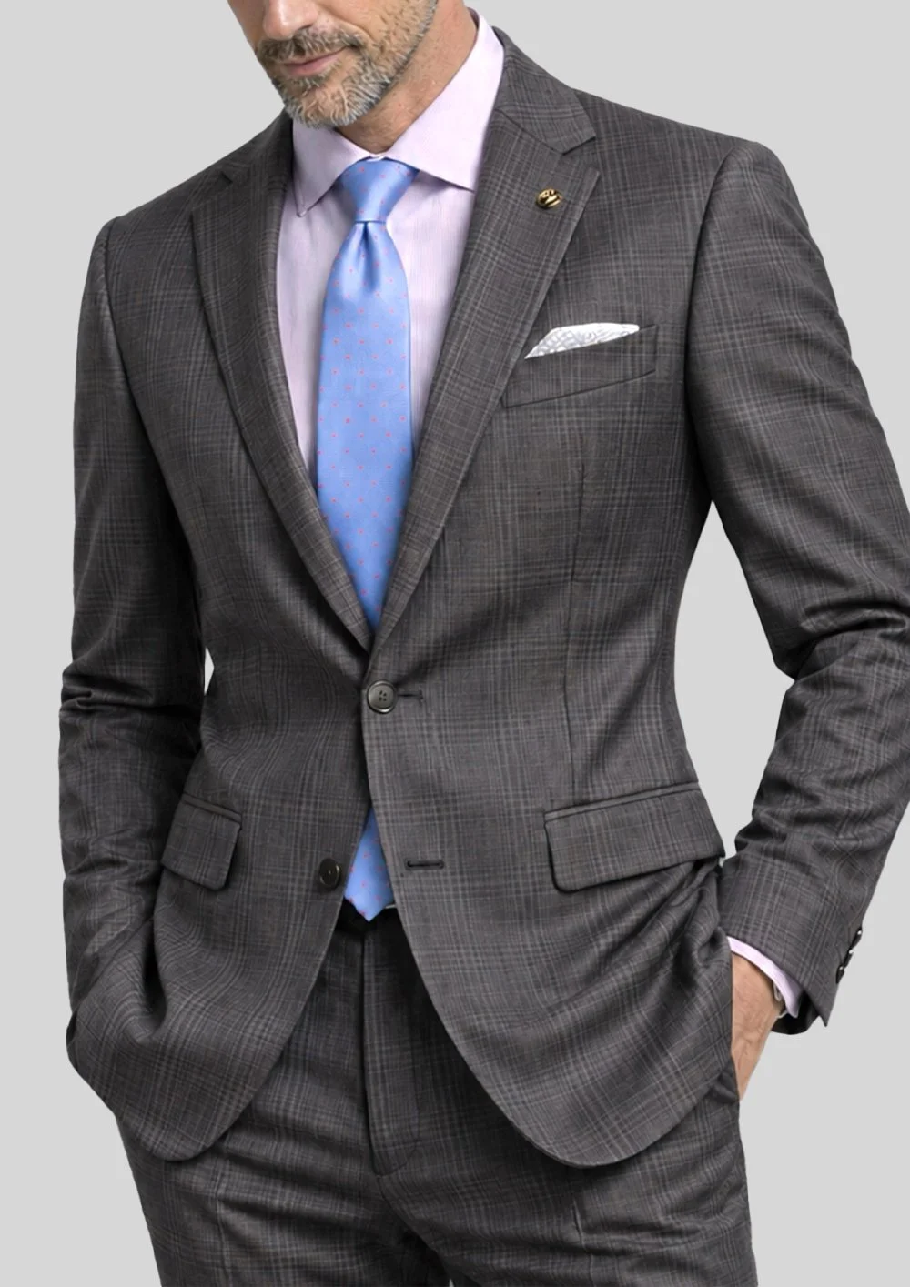Traje gris a cuadros escoceses