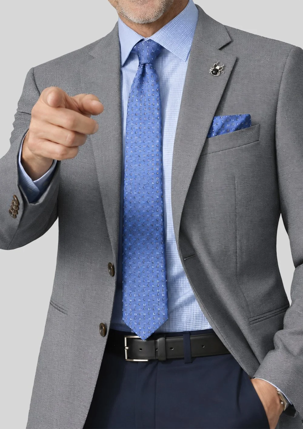 Blazer gris de micropunto con bolsillos de doble vivo