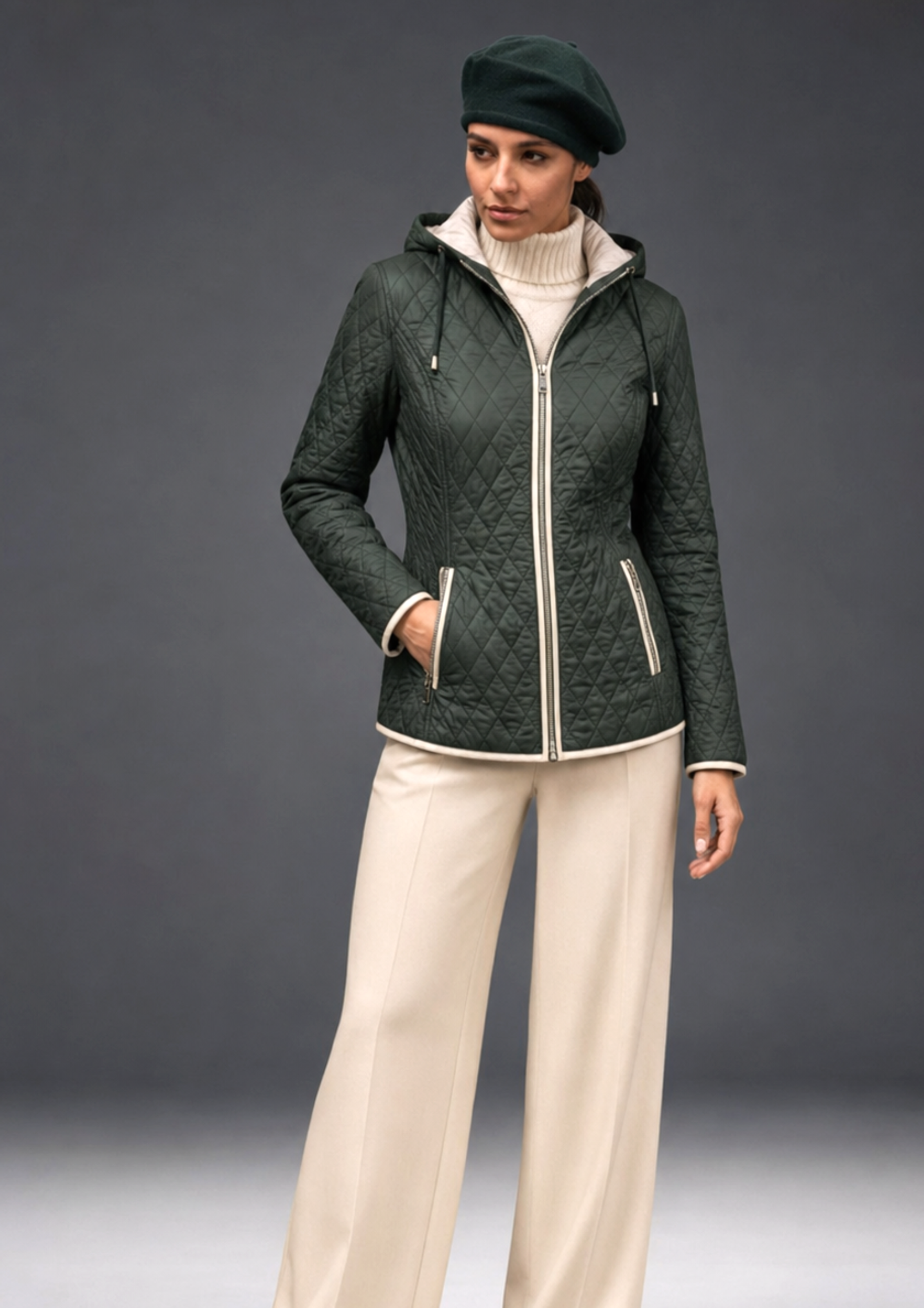 Parka acolchada con capucha desmontable