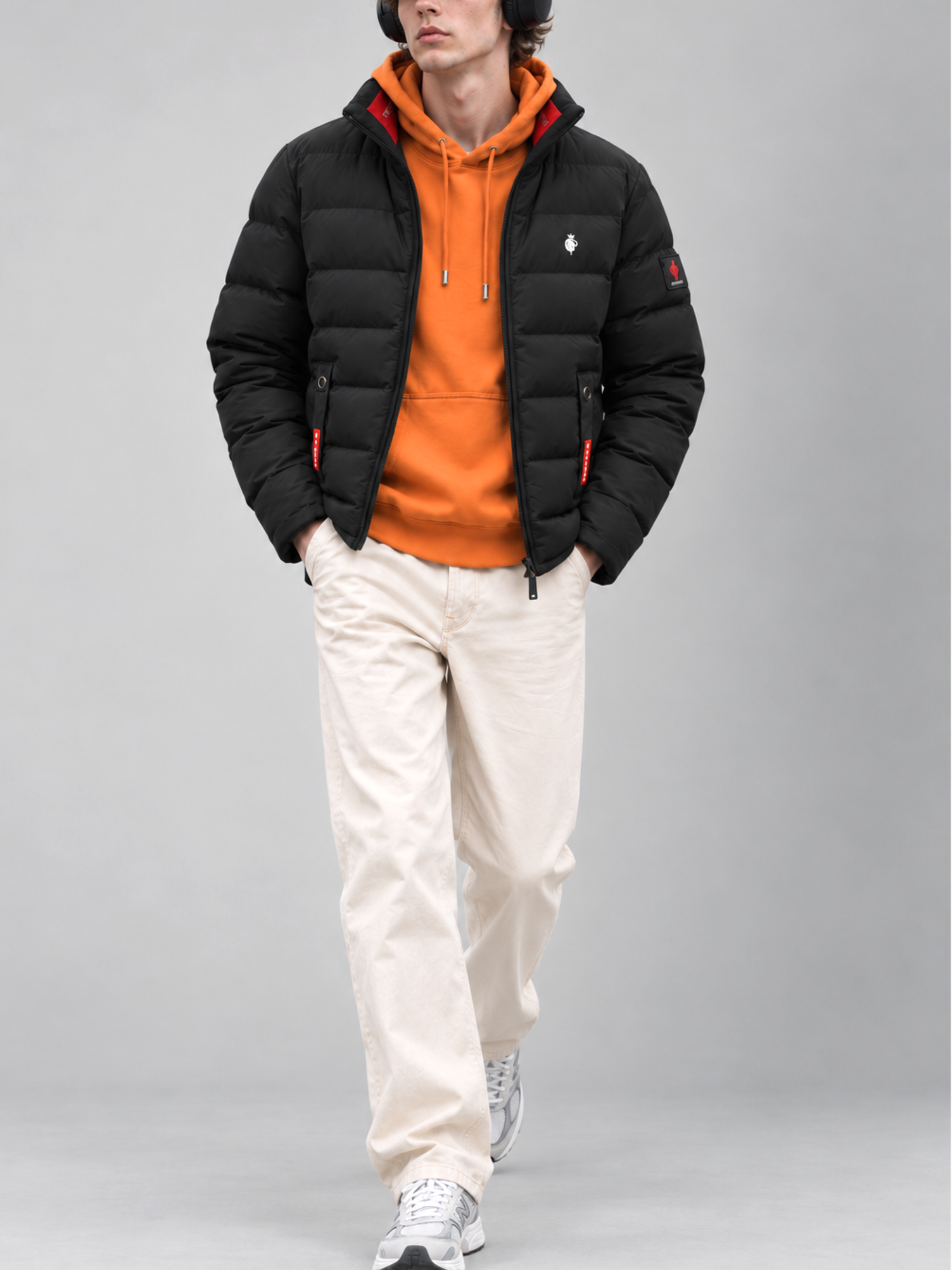 Parka acolchada microestructurada impermeable negra