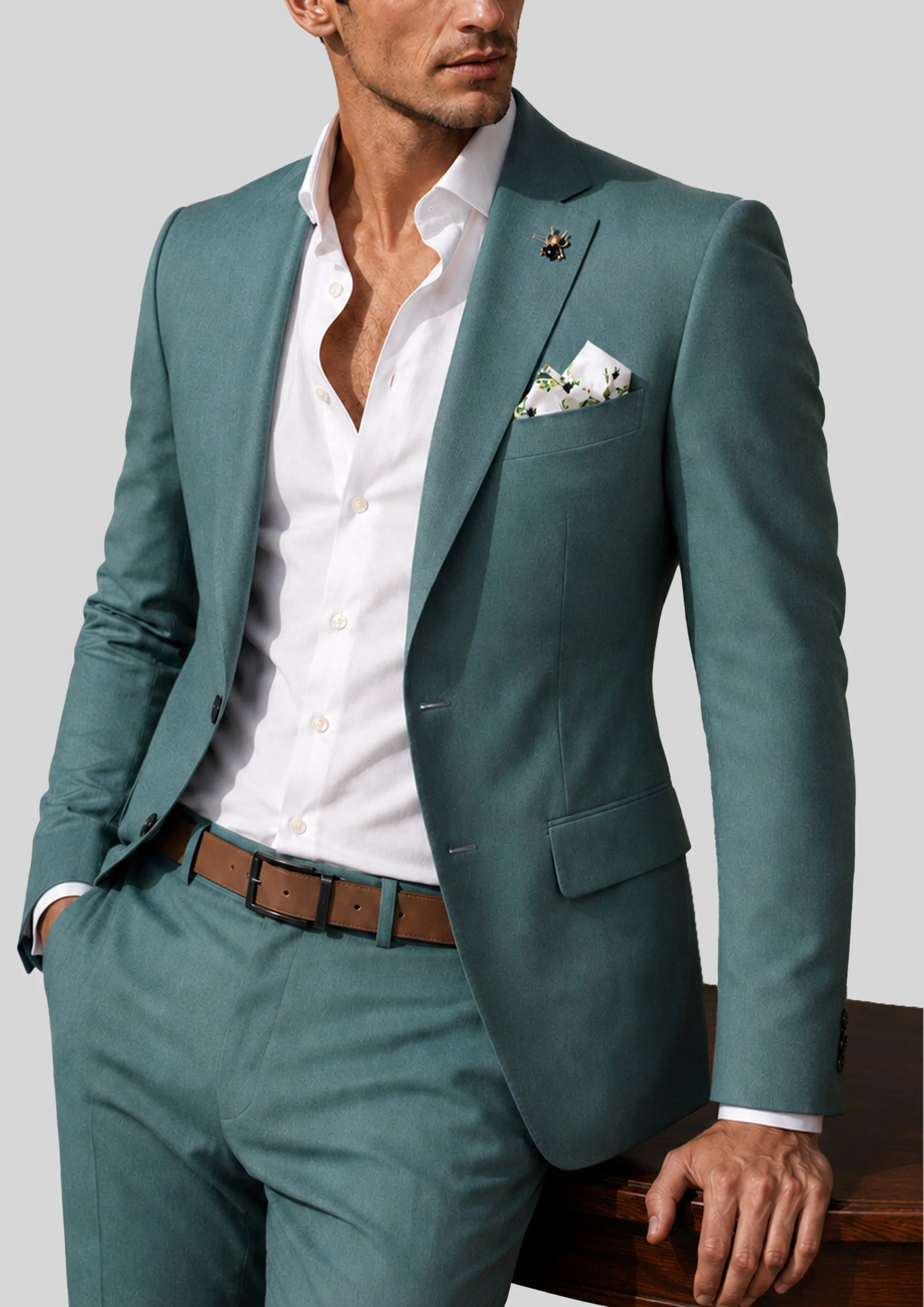Traje tailored fit de microestructura diagonal