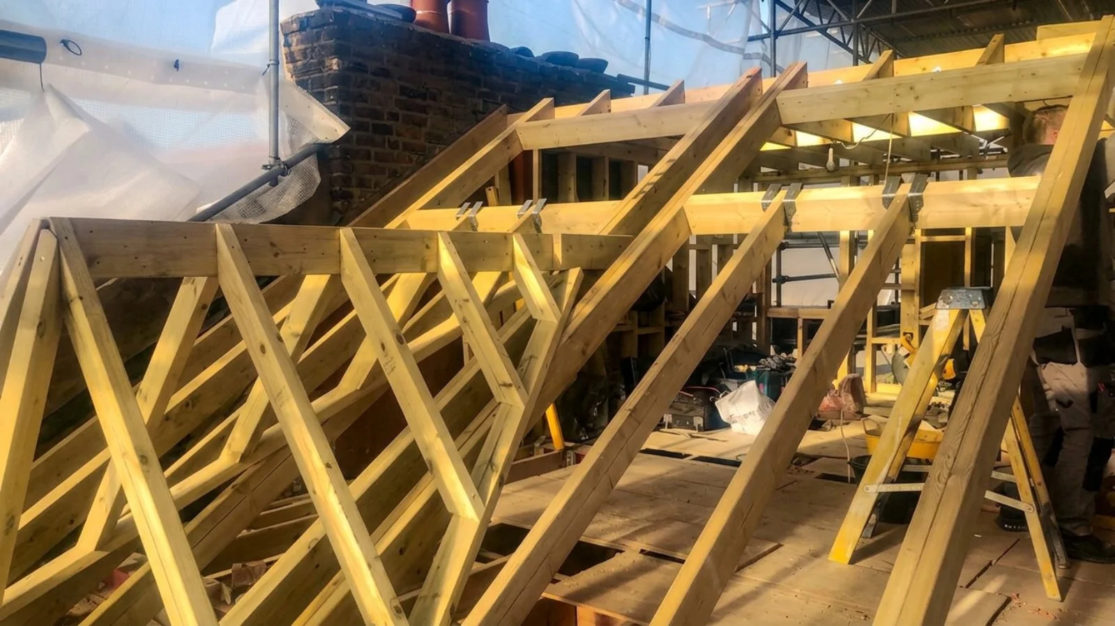A simple wooden roof construction