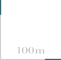 山岳地帯のクライミングルートの標識、距離100m.