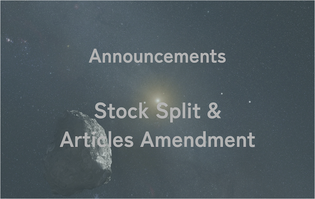 Announcement of Stock Split and Partial Amendment to the Articles of Incorporation