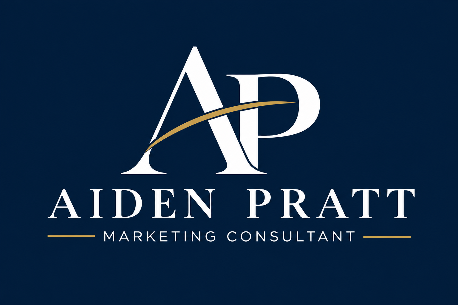 Logo for Aiden Pratt, Marketing Consultant, featuring stylized initials 'A' and 'P' on a dark blue background.