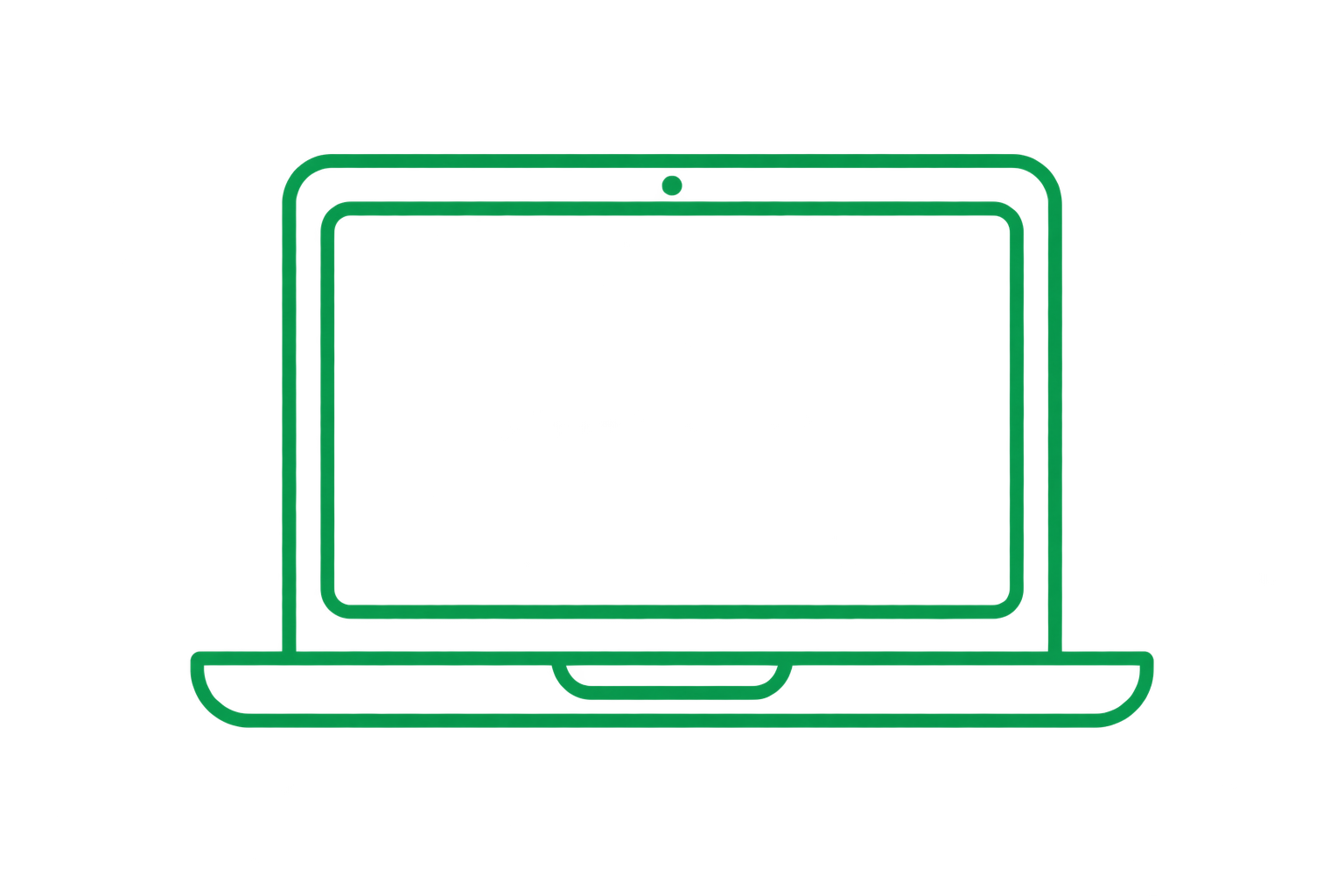 A digital illustration of a green computer monitor showing a website or software interface on the screen.
