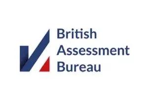 Logo of the British Assessment Bureau with stylized check marks in blue and red.