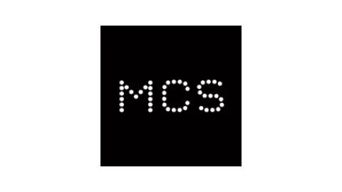 Black background with white dotted letters spelling 'MCS'