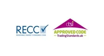 RECC renewable energy consumer code logo and ctsi approved code logo from tradingstandards.uk