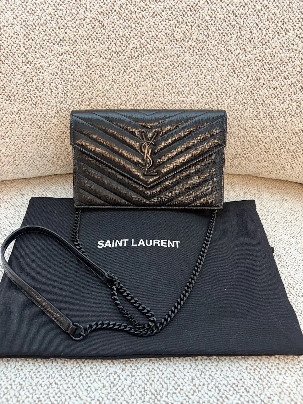 Saint Laurent (YSL) Monogram Envelope Chain Wallet