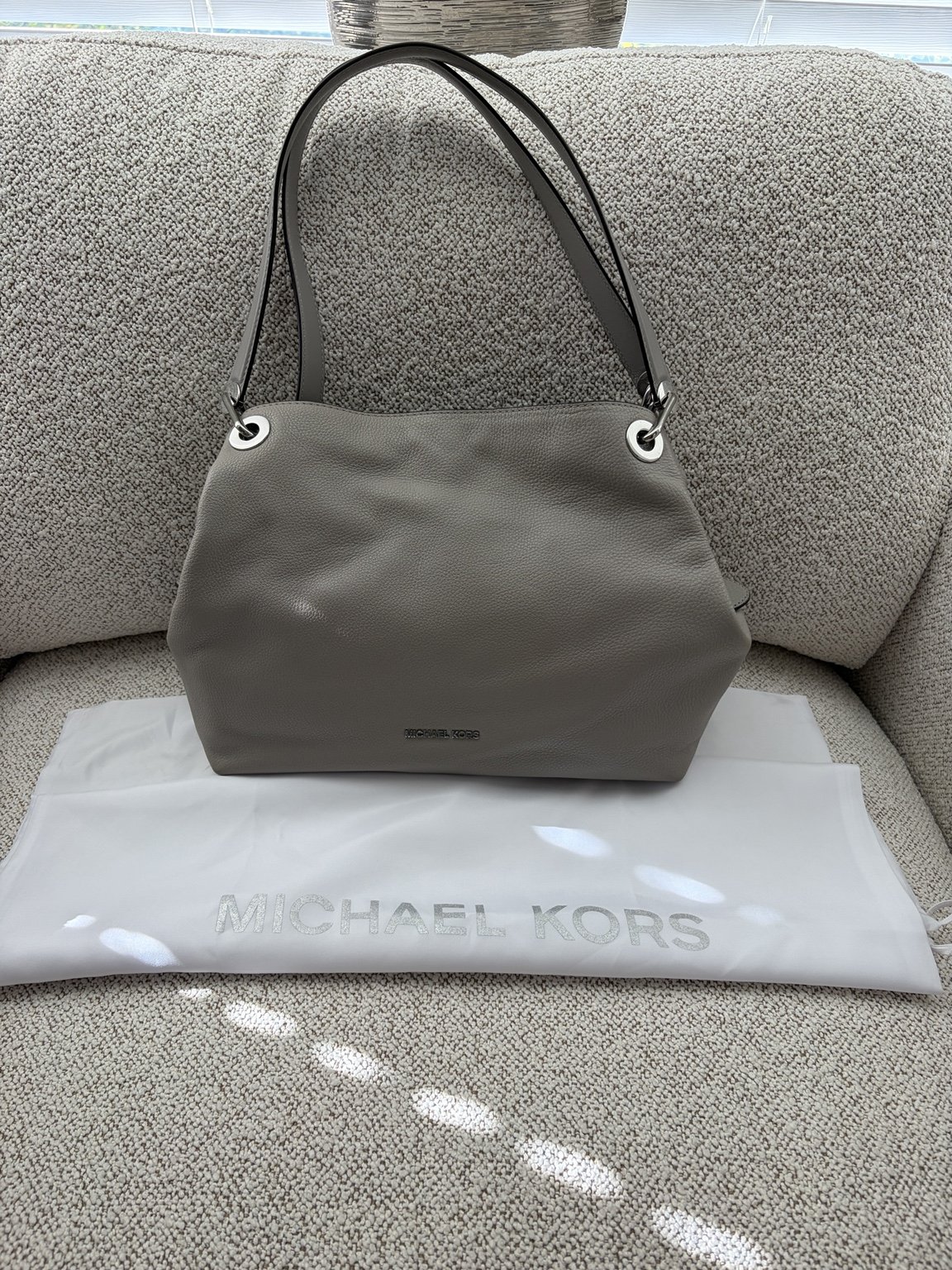 Michael Kors Grey Pebbled Leather Shoulder Bag