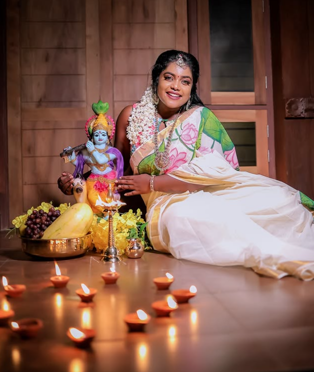 Pink Lotus Kasavu Saree