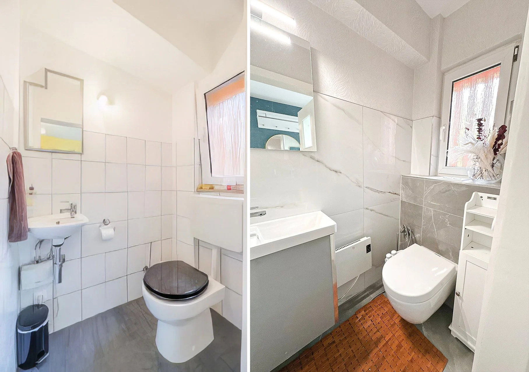 Guests Toilet (Before: Left, After: Right)