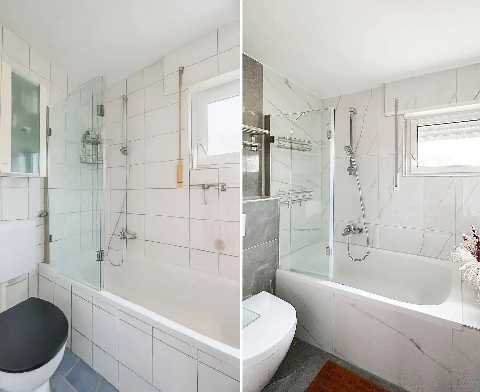 Main Bathroom (Before: Left, After: Right)