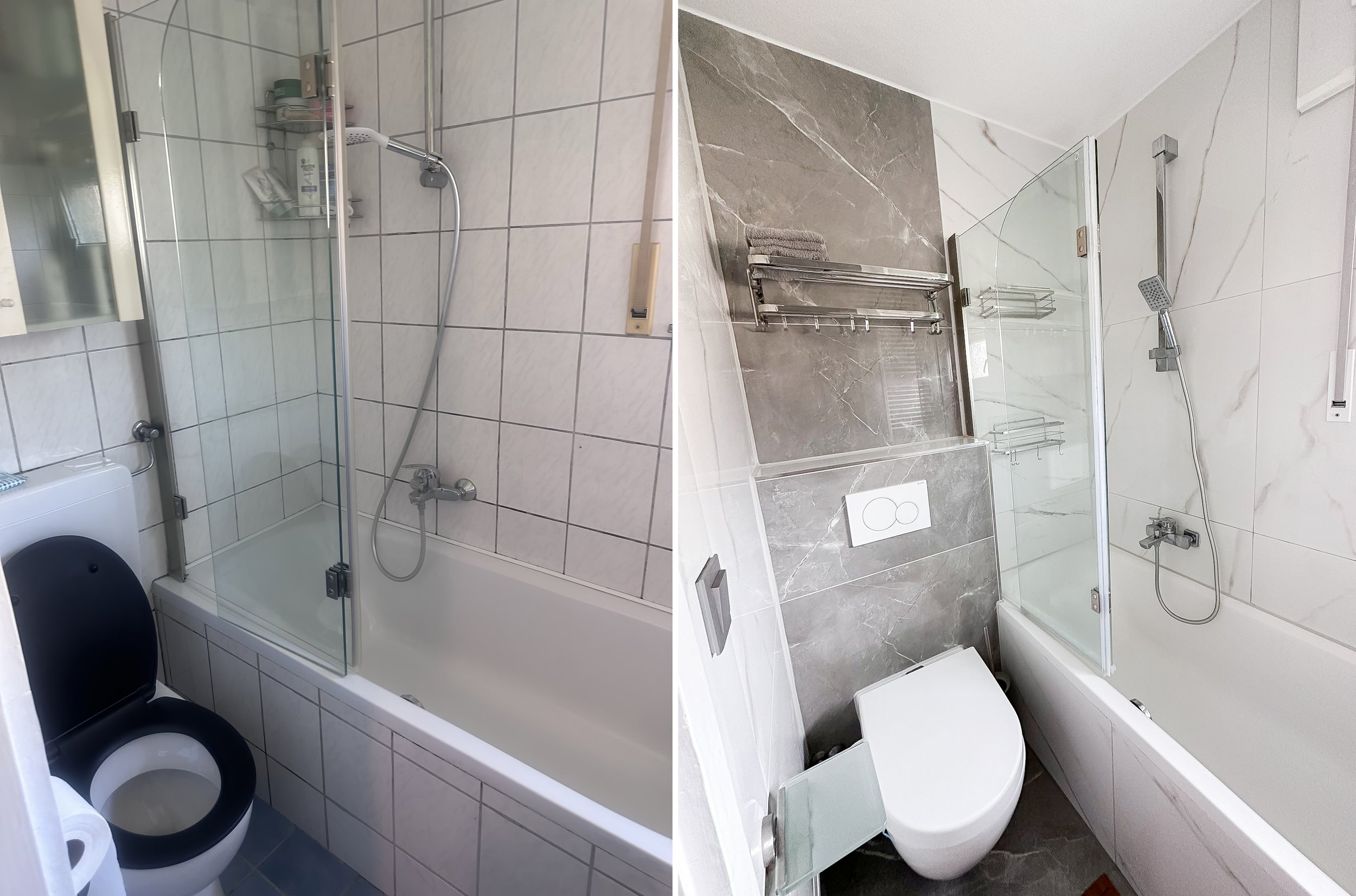 Main Bathroom (Before: Left, After: Right)