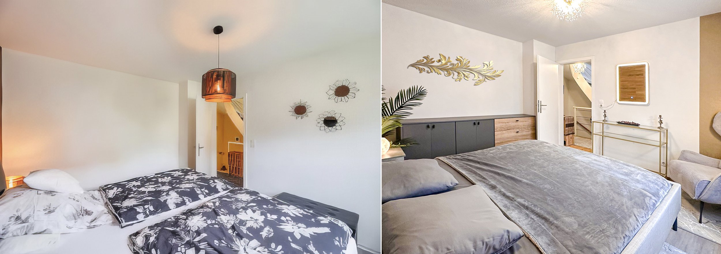 Bedroom (Before: Left, After: Right)