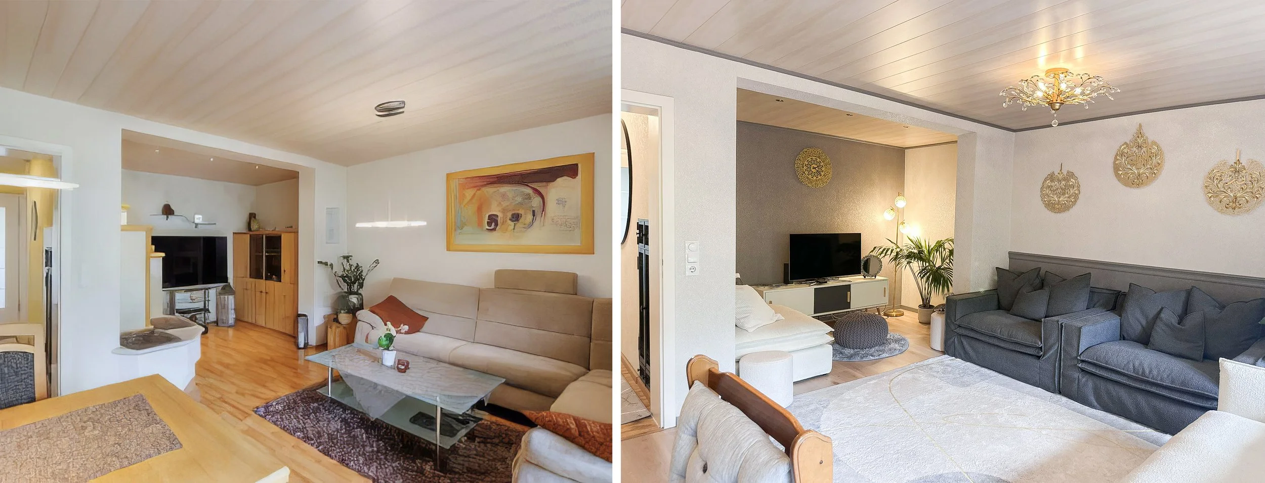 Living Room (Before: Left, After: Right)