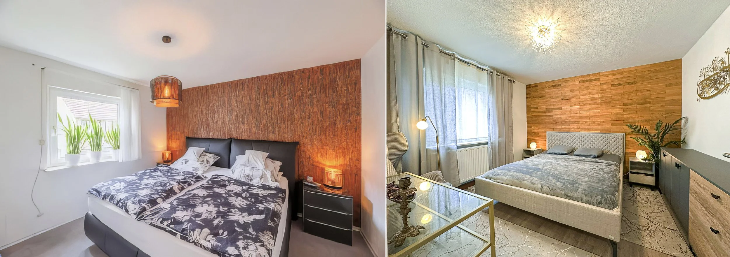 Bedroom (Before: Left, After: Right)