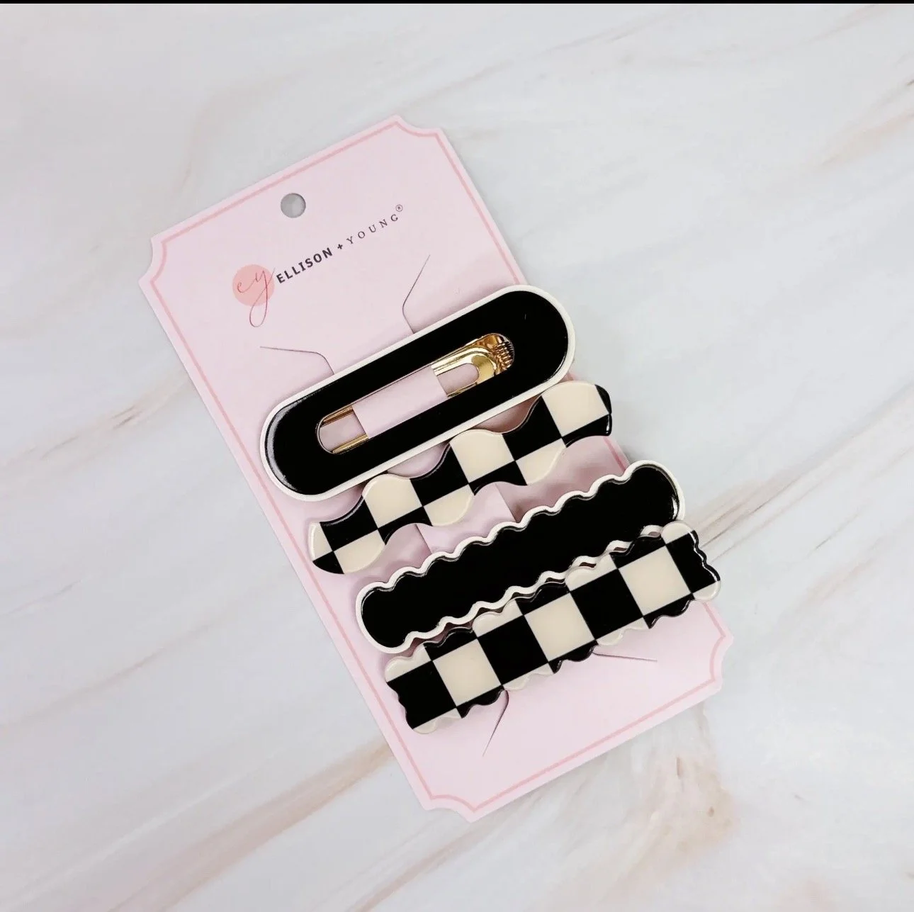 Chic Checkered Barrette Trio