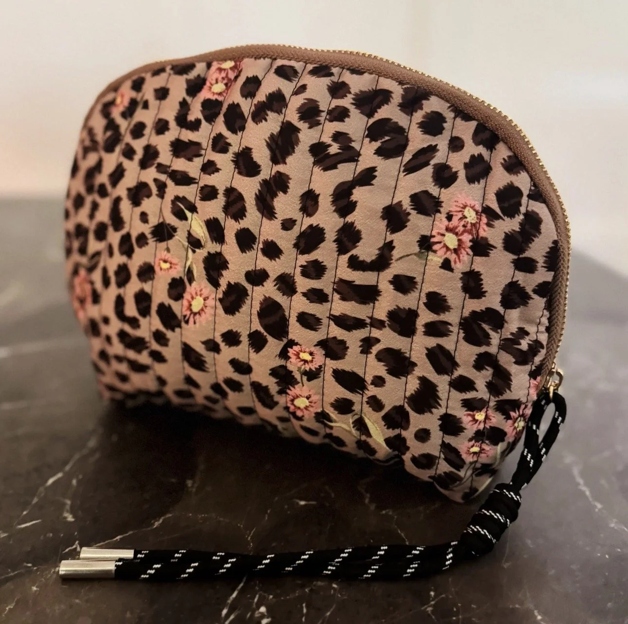 Leopard Floral Print Cosmetic Pouch
