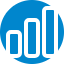 Blue bar chart icon with ascending bars
