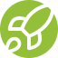 A simple graphic of a green leaf with a small sprout emerging from it.