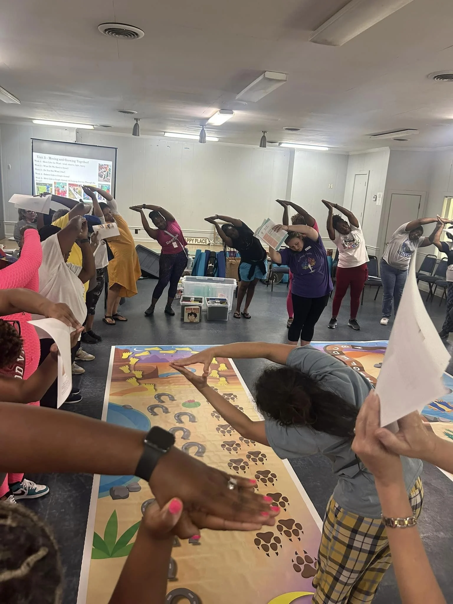 Teachers participating in mindfulness activity