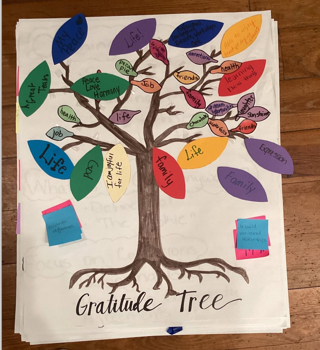 Gratitude tree from teacher workshop