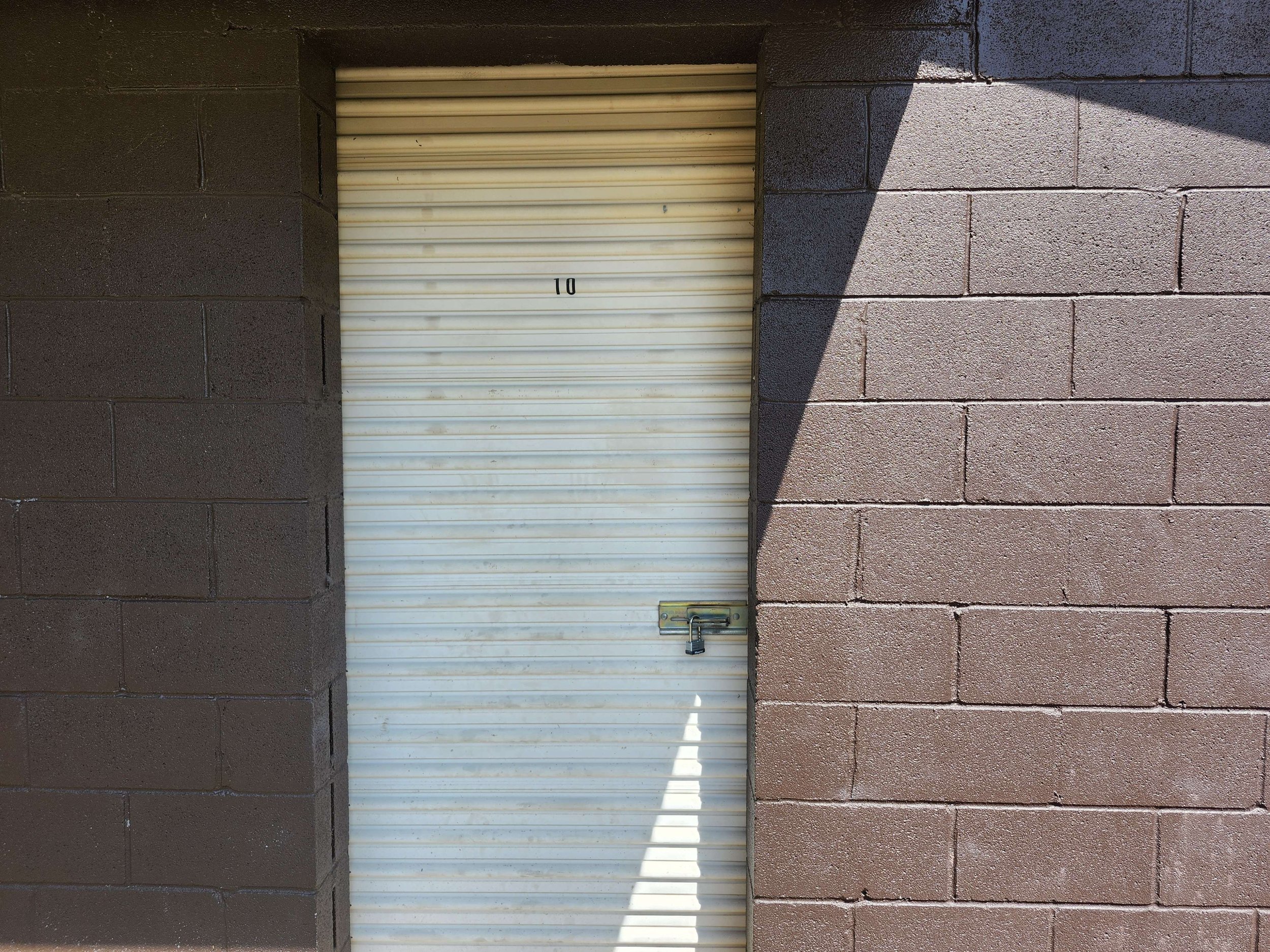 A photo of a rental storage unit's door