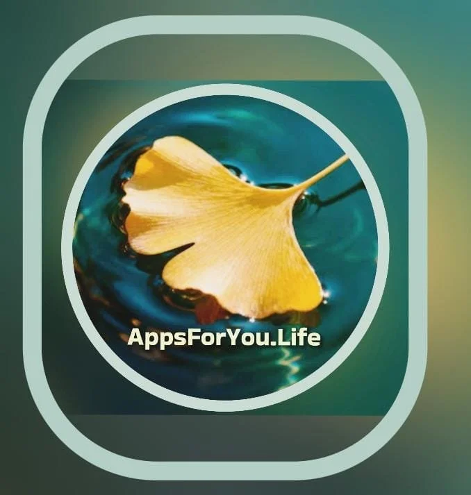 A ginkgo leaf floating on water with ripples, with the text 'AppsForYou.Life' underneath. Opening the ecosystem for appsforyou.life