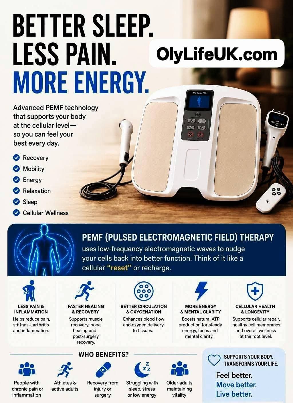 OlyLifeUK.com P90 Plus 3 in 1 Terahertz and PEMF Therapy Frequency Device