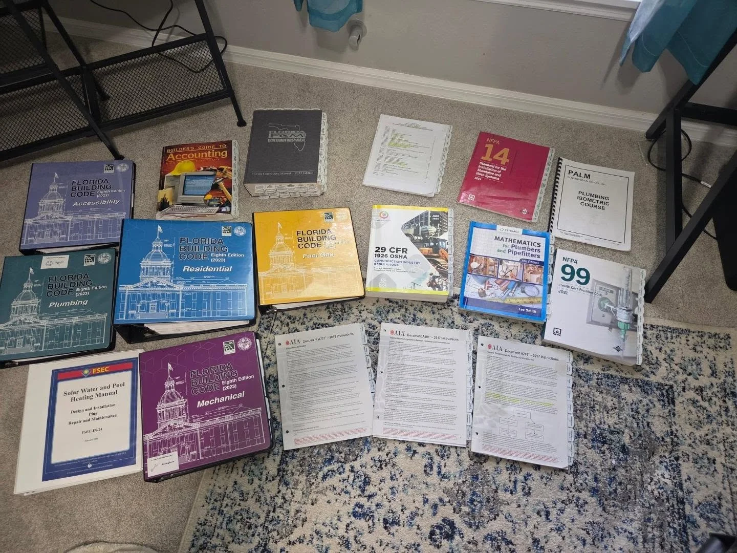 All the material i just had to put my poor brain through to get my plumbing contractors license! I cant tell you how glad i am it is over. All i can say is if you have a dream or a goal, GO FOR IT! I was scared for a long time to take this chance bec