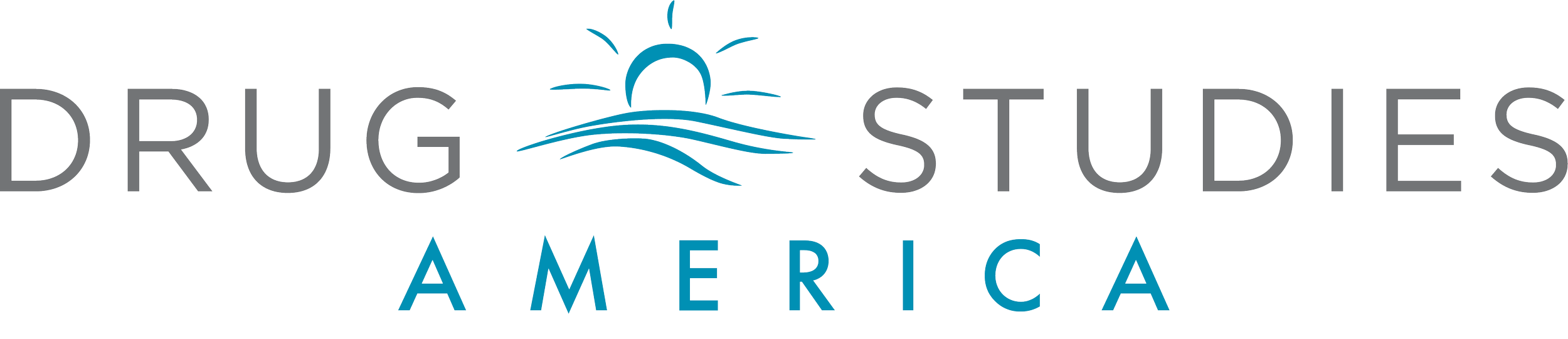Logo for Drug Studies America with a stylized sun and waves above the text.