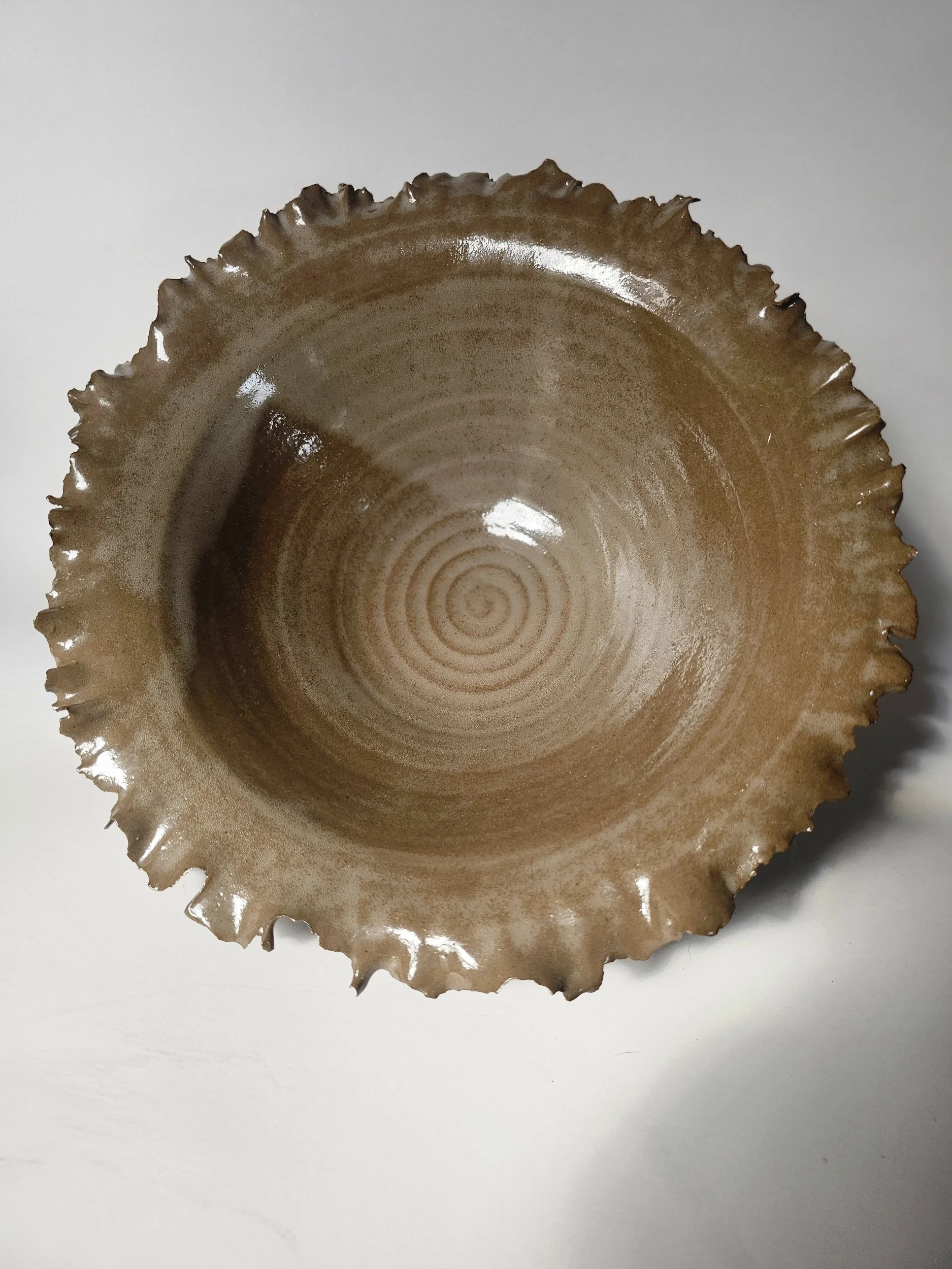 Large Chocolate Ruffled Bowl