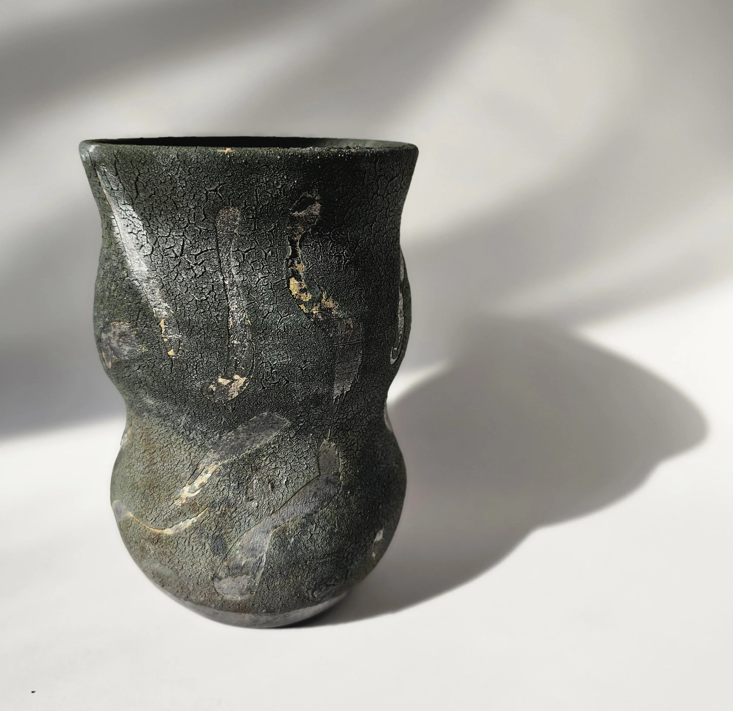 Green Raku Vase