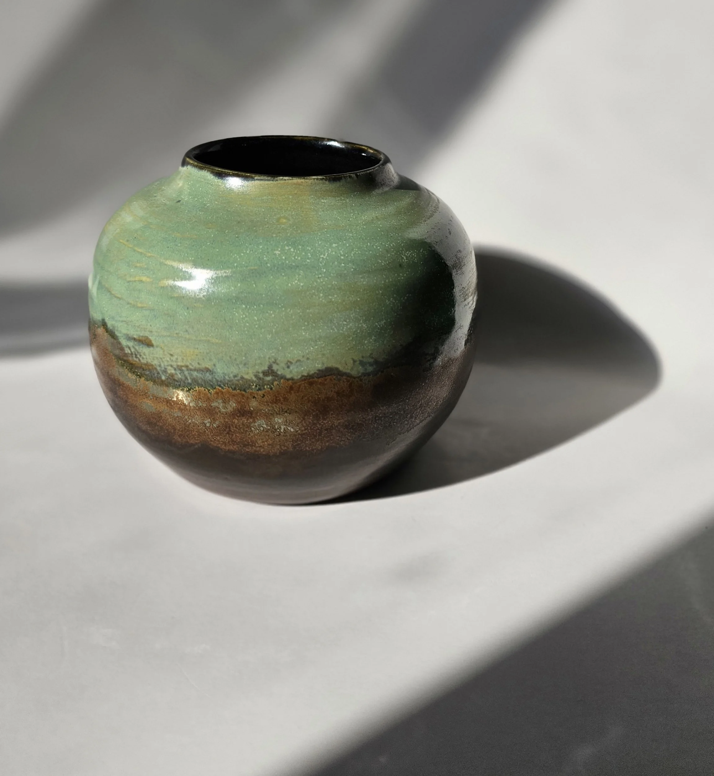 Green & Brown Round Vase