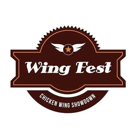 Logo for Wing Fest, a chicken wing showdown event with a winged star and wings above the text.